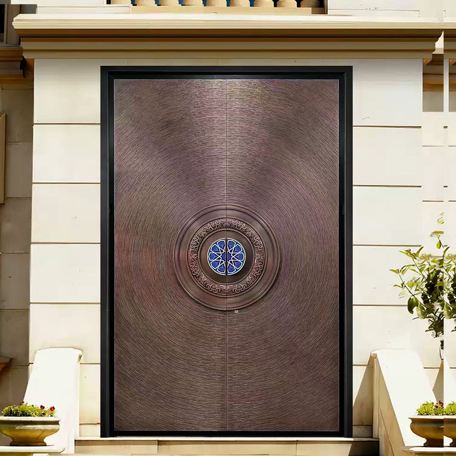 Cast Aluminum Door House Door Double Door Rural Rural Household Copper Door Anti-Theft Self-Built House Mother-In-Law Entry Door