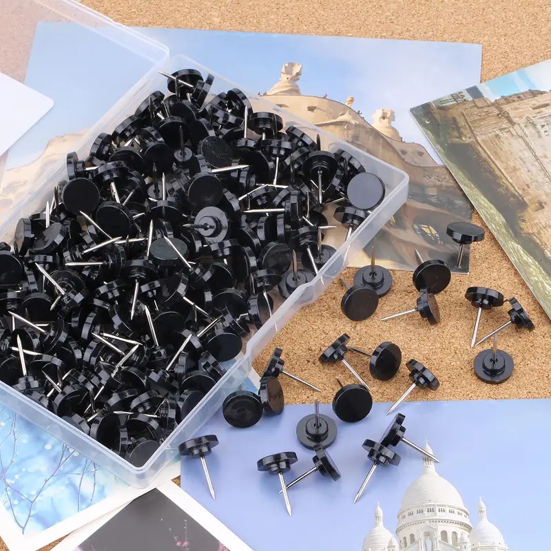 Bulk Black Flat Head Marker Push Pins Photo Picture Felt Decorative Sticky Notes Office Stationery Manufacturer