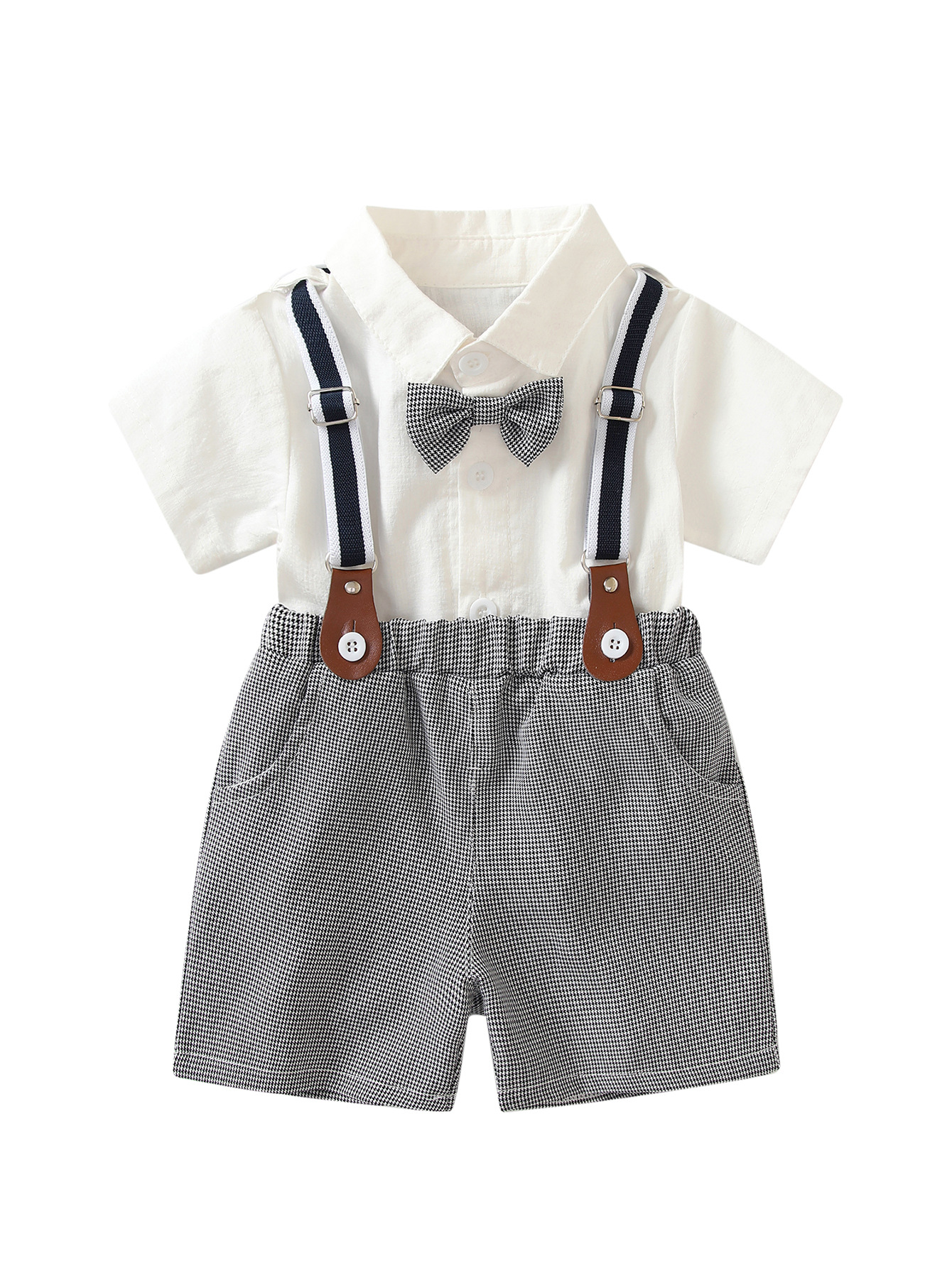 One-year-old dress children's clothing in stock children's bow tie shirt suspenders suit boys' school children's 61 performance garden clothing