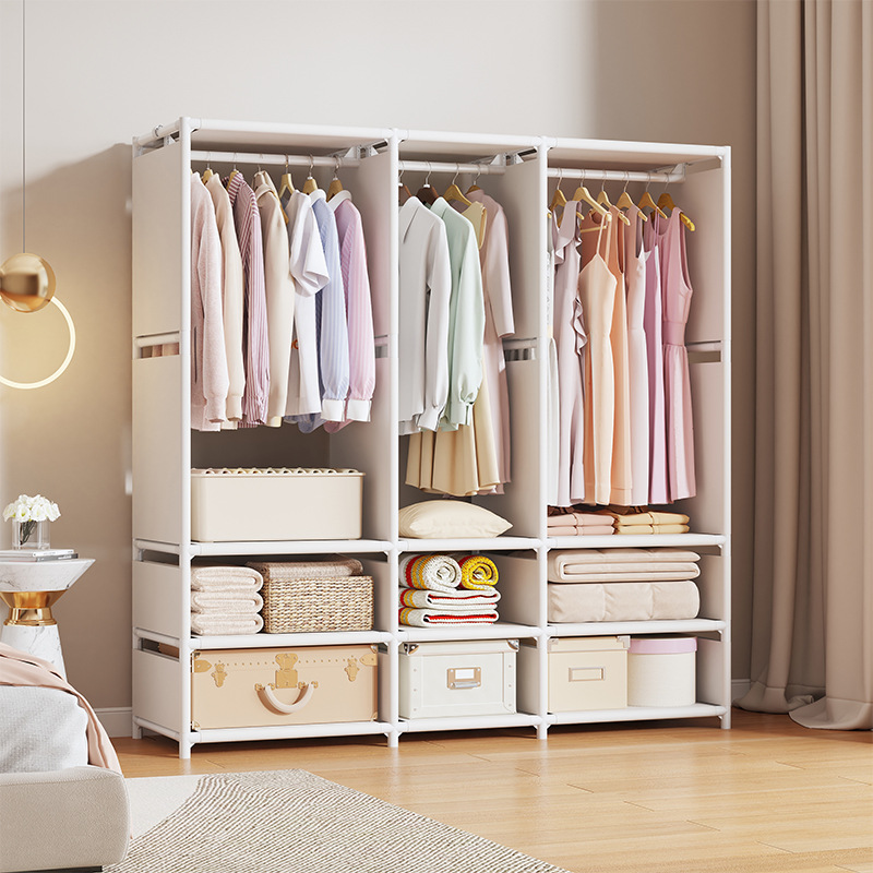 Wardrobe Household Bedroom Economical Simple Cabinet Dustproof Storage Shelf for Rental Room Wardrobe Tight and Neat