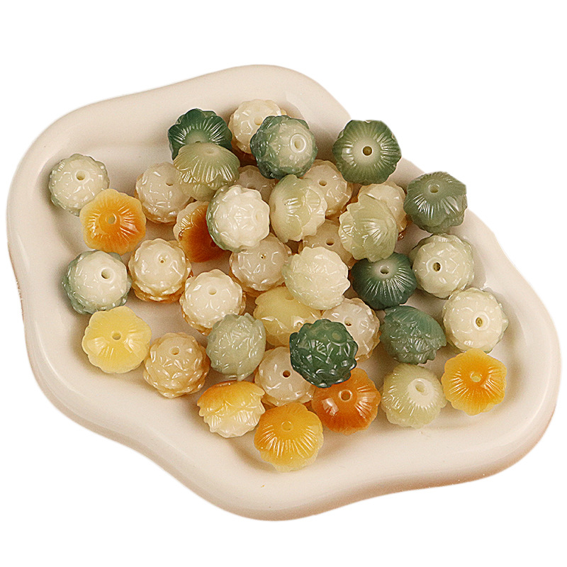 Factory Direct Approval of Natural Bodhi Root Carving Multi-Color Lotus Green Floating Flower Charcoal Roasted Five-Layer Lotus Handmade DIY