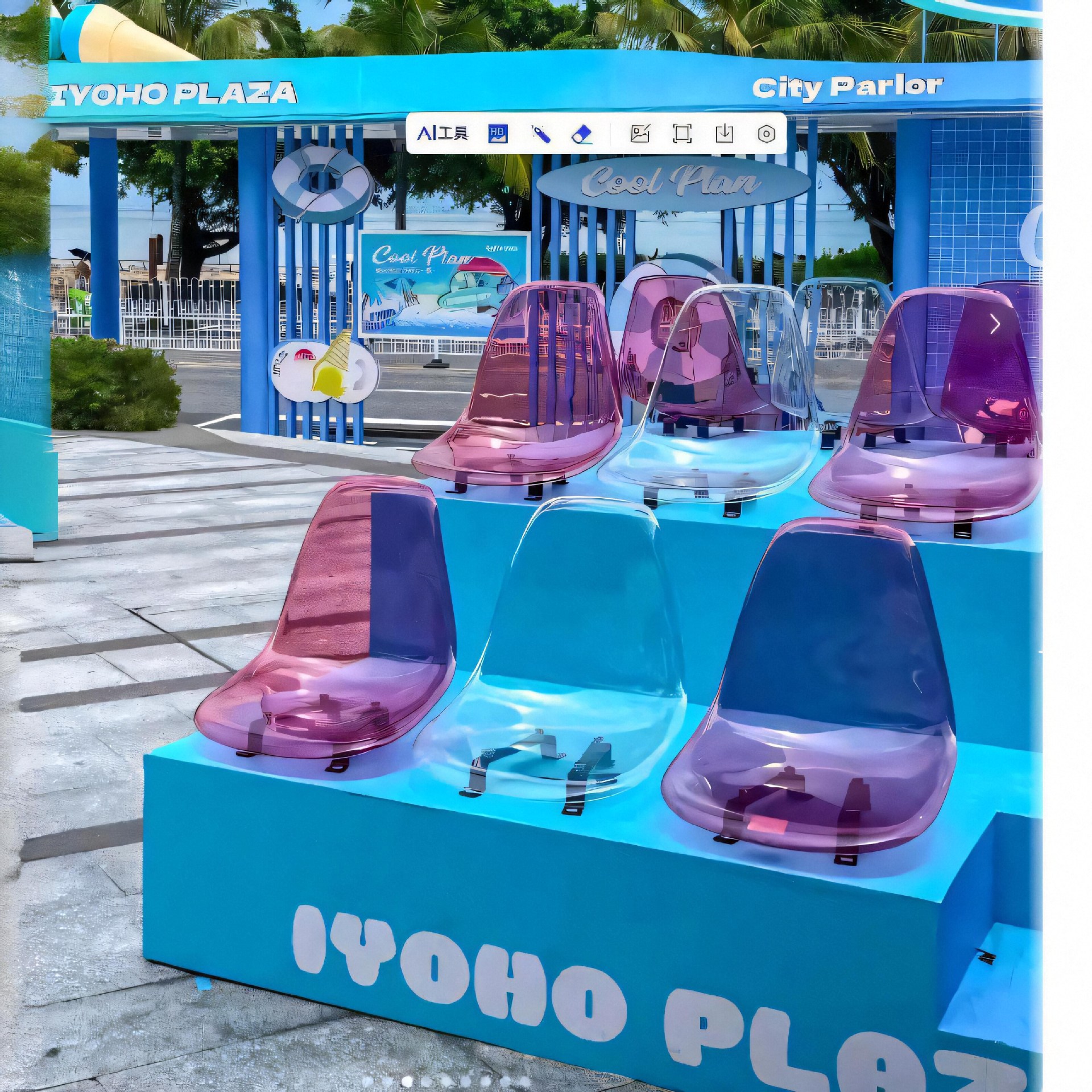 Прозрачный стул для выставки, пластиковая поверхность, большой стул для супермаркета