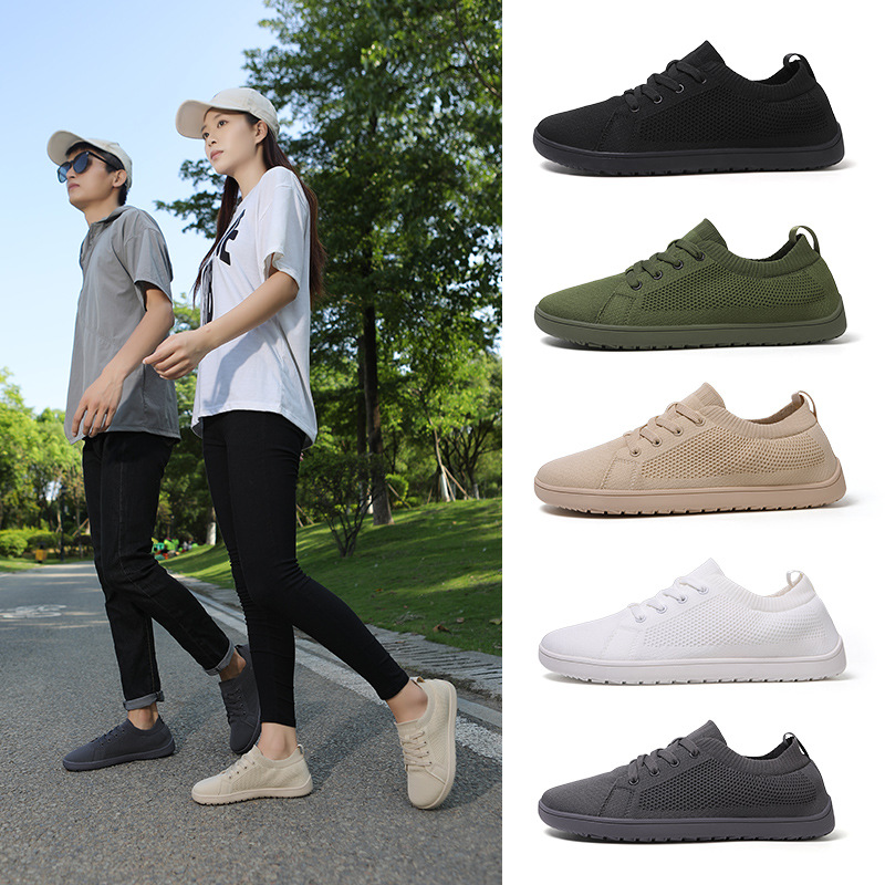 Amazon Wide Last Barefoot Shoes Wide Sole Comprehensive Training Squat Hard Pull Shoes Men's and Women's Flying Weaving plus size Sports Wide Shoes