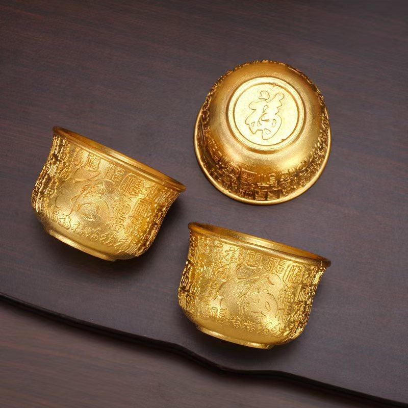 Alloy Cup for worship God of Wealth Buddha Blessing Cup water supply bowl seven for eight for fortune decoration home worship tea cup