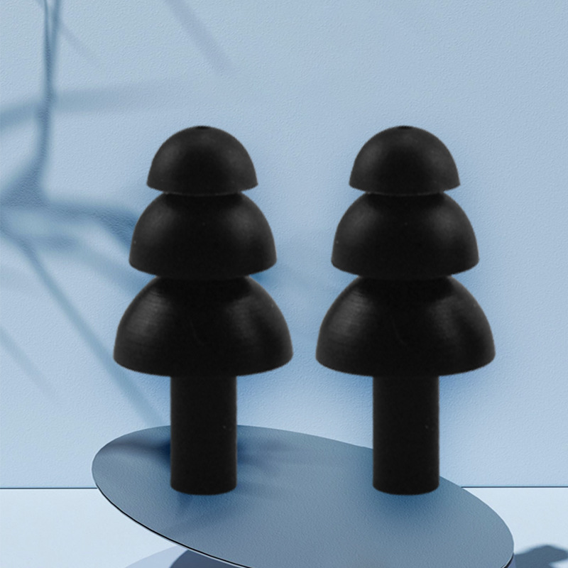 Cross-Border Three-Layer Swimming Earplugs Waterproof Noise Reduction Earplugs Silicone Soundproof Sleep Earplugs Manufacturer Available for Wholesale (Pair