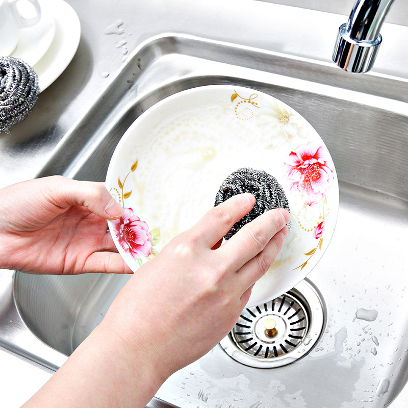 Stainless Steel Wire Ball Cleaning Ball Kitchen Supplies Large Magic Scrubber Pot Handle Does Not Shed Silk