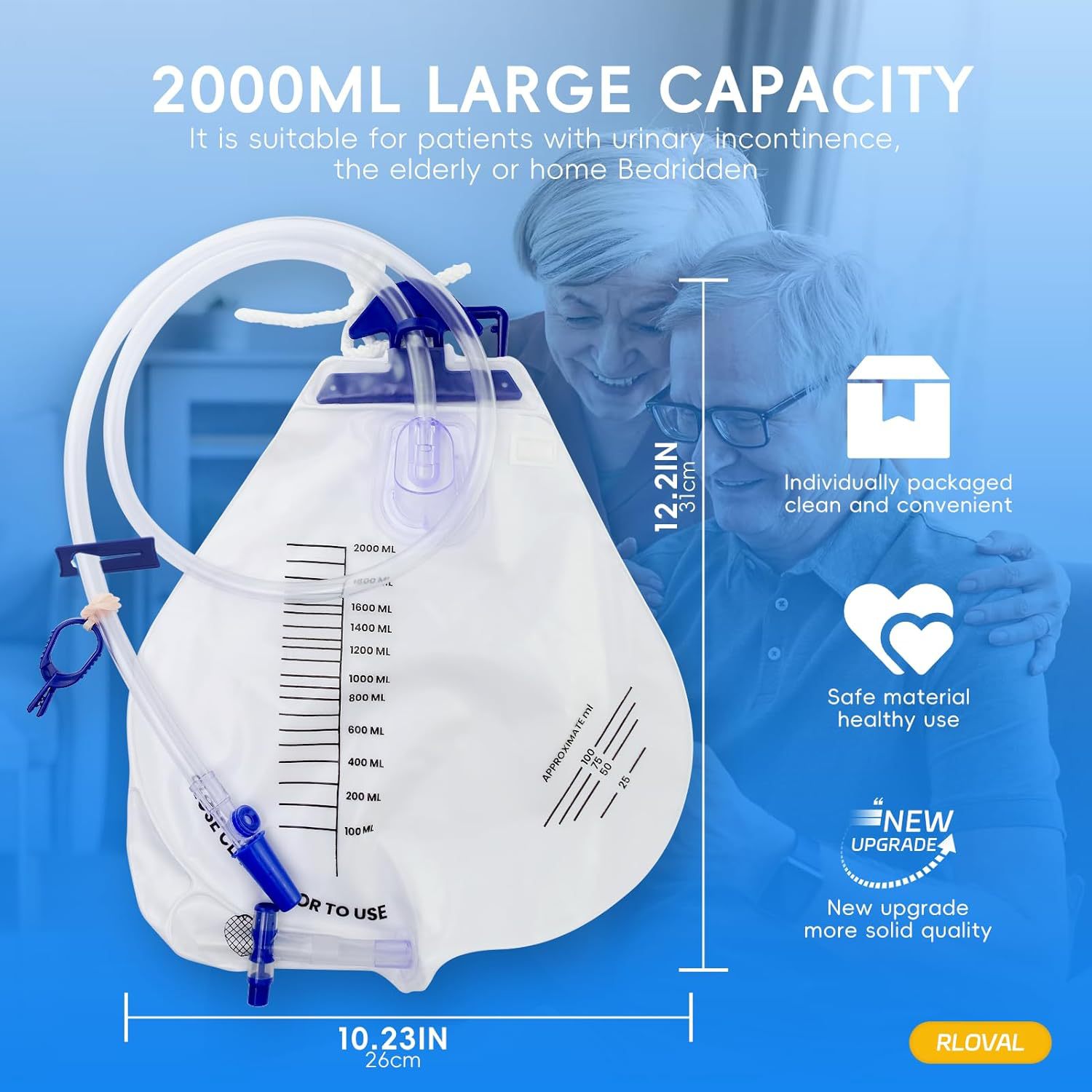 Cross-border supply of 2000ml large capacity catheter bag disposable drainage bag urine bag adult urine catheter urine bag