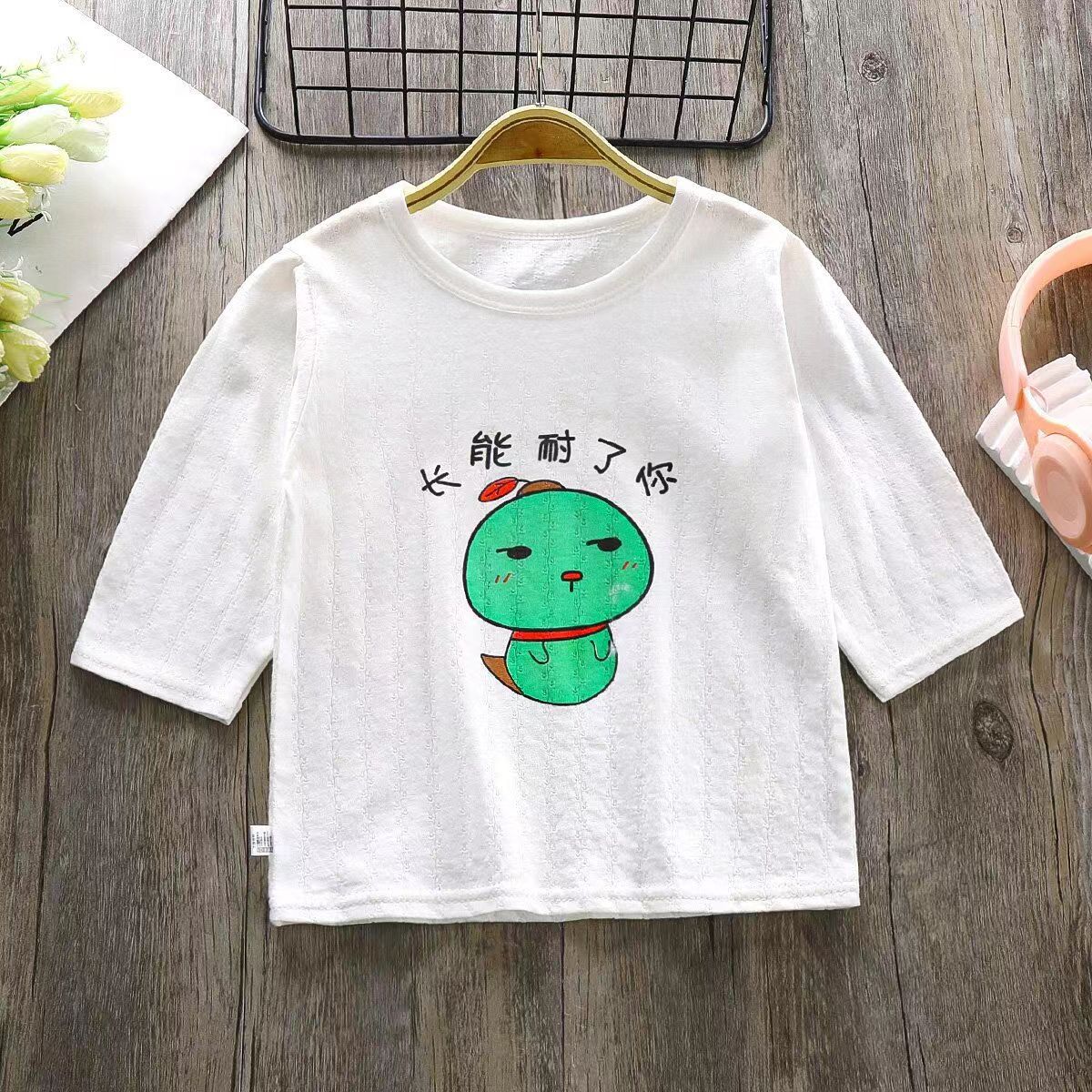 Infant thin top summer clothes pure cotton underwear baby pajamas ninth sleeve air conditioning clothes spring and autumn boys and girls