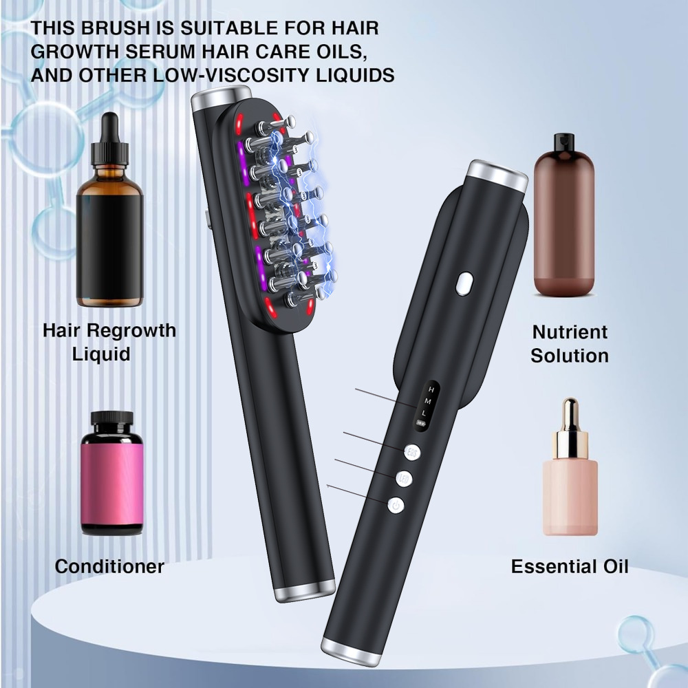 New Ems Scalp Massage Comb Applicator Hair Comb Microcurrent Comb Hair Care Instrument Comb Color Light Electric Hair Care Comb