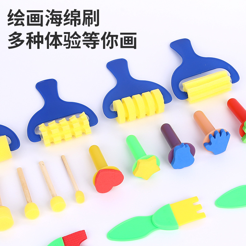 Children's Painting Sponge suit eva Seal DIY Early Education Art Graffiti Roller Rubbing Sponge Brush Cross Border