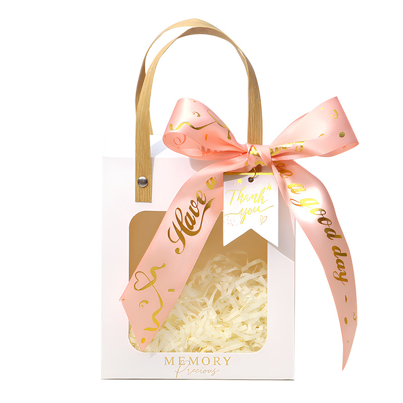 New Transparent Window Opening Accompanying Gift Packaging Bag Gift Bag Birthday Gift Bag Advanced Sense Gift suit