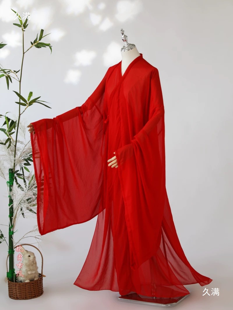 Hanfu-Style Round-Neck Robe with Song-Style Straight Inner Lining, Large Sleeves for Men and Women, Ancient Style for Autumn