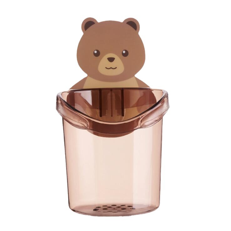 Bathroom Bear Storage Rack Toothbrush and Toothpaste Holder Punch-Free Wash Cup Bathroom Toilet Storage Cup