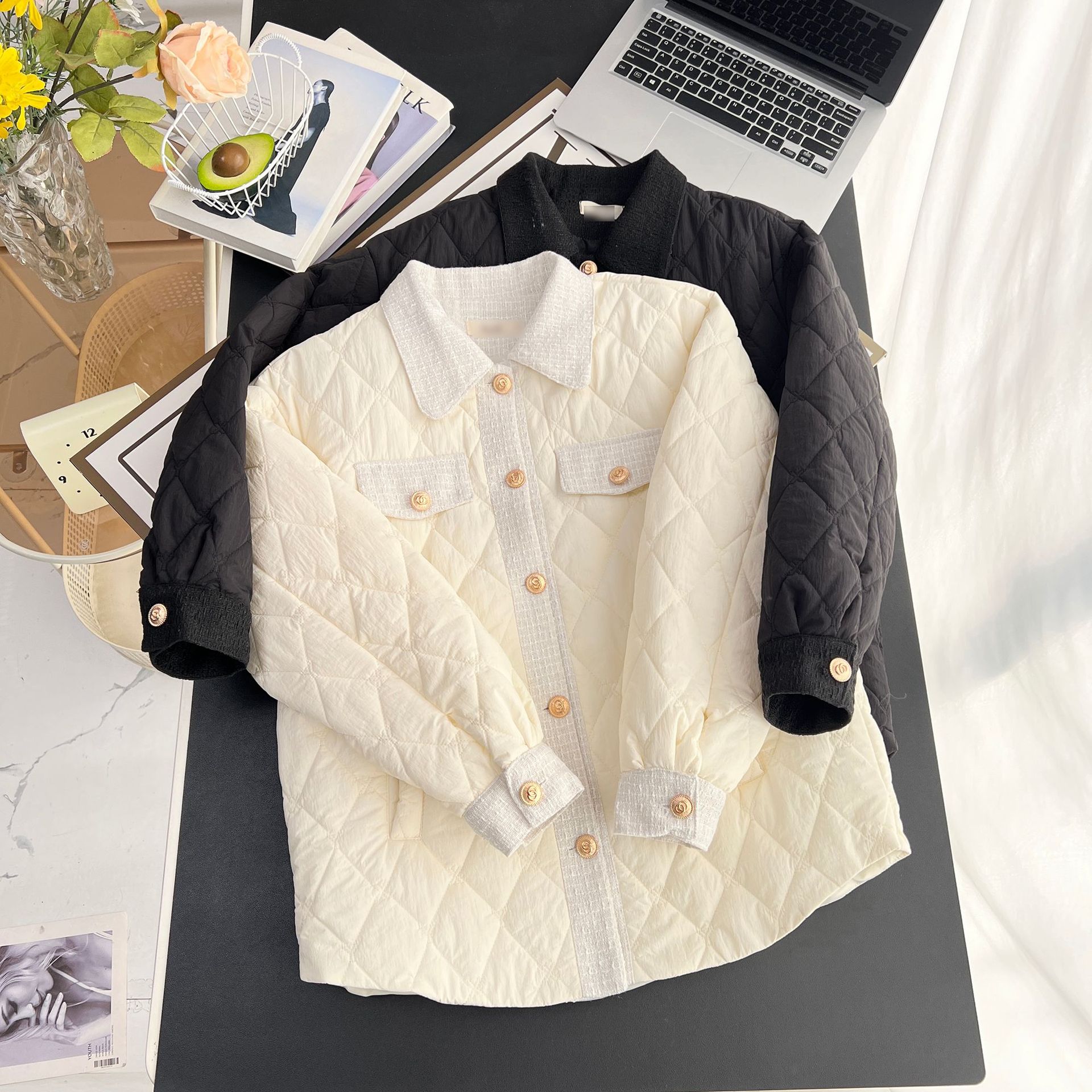 100kg Fat Sister New Fashion Temperament Small Fragrance Lightweight Cotton Coat Large Size Women's Warm Jacket Cardigan 5810