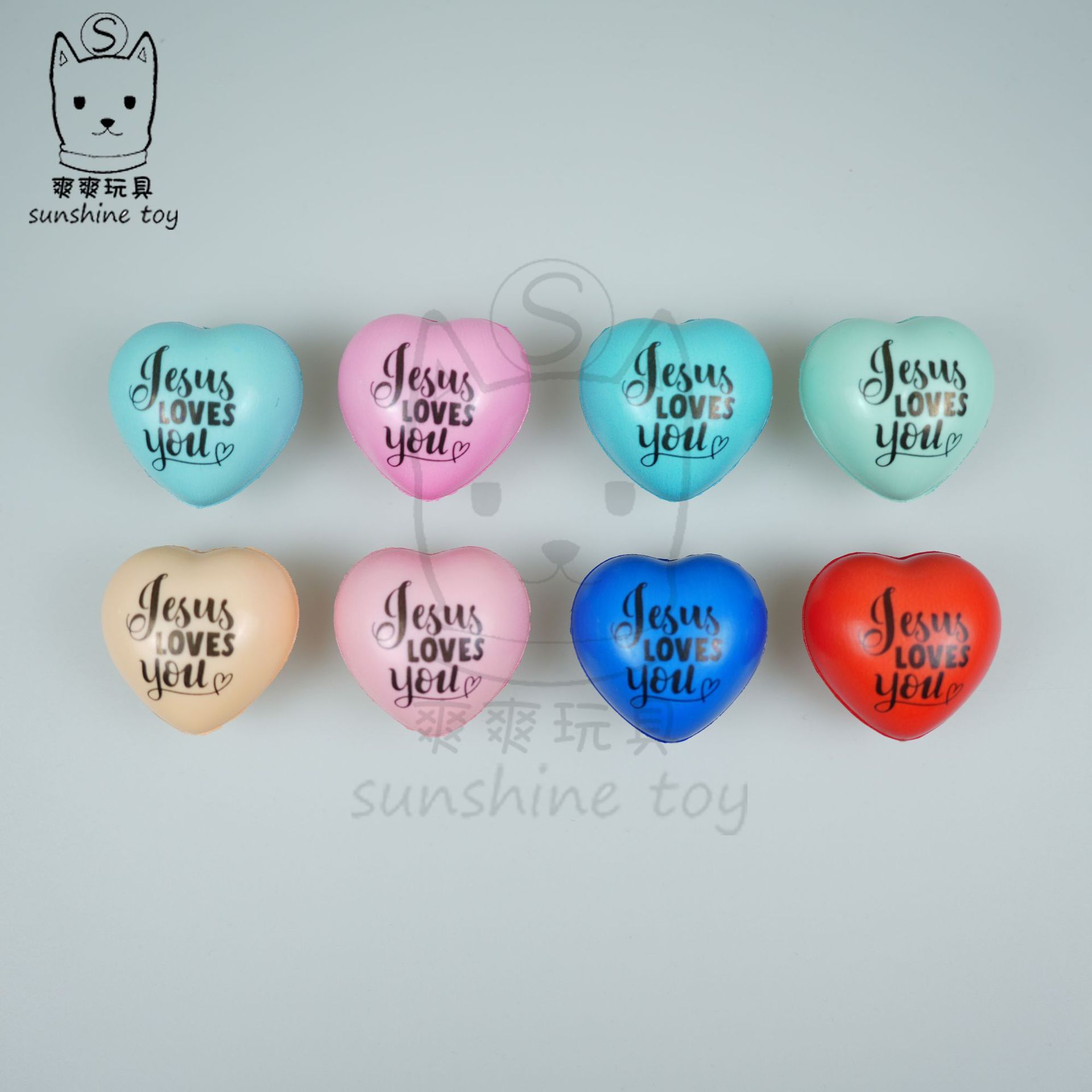 Cross-Border Valentine's Day 4cm Foam Sponge Heart Pressure Ball Rehabilitation Grip Ball Red Peach Heart Pu Ball Printed Logo