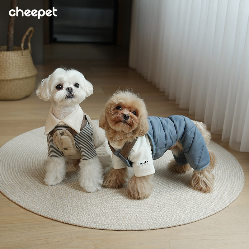 Pet clothing autumn and winter dog four-legged suspenders Marzis Stedi dogs can be pulled one-in-one cotton-padded jacket wholesale