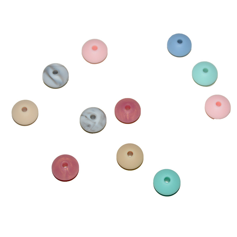 Silicone Beads 12mm Abacus Beads Spacer Beads Baby Molar Loose Beads Hand-Beaded Colorfulful Round Beads Teether