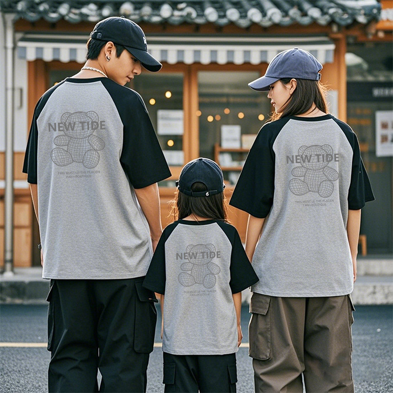 Lamond Street Parent-Child Short-Sleeved Clothing for a Family of Three, High-End Home Mother-Daughter Family Clothing, Dropshipping