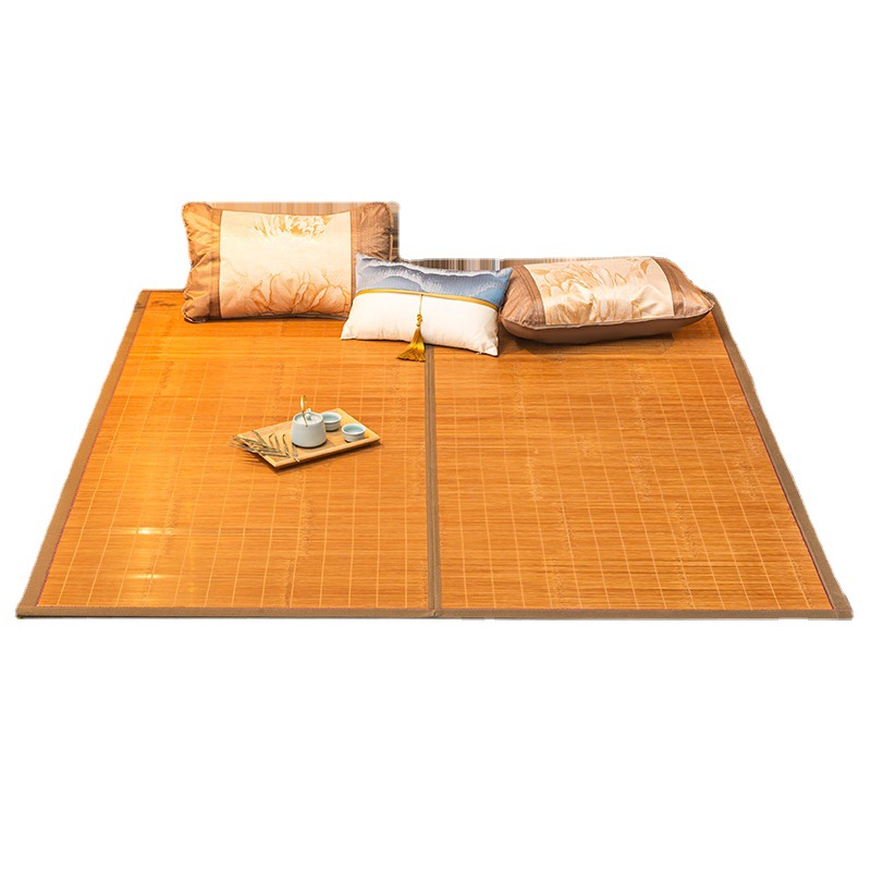 [One-piece delivery] Bamboo mat 1.8 m folding household 1.5 m double-sided mat 0.9m student dormitory mat