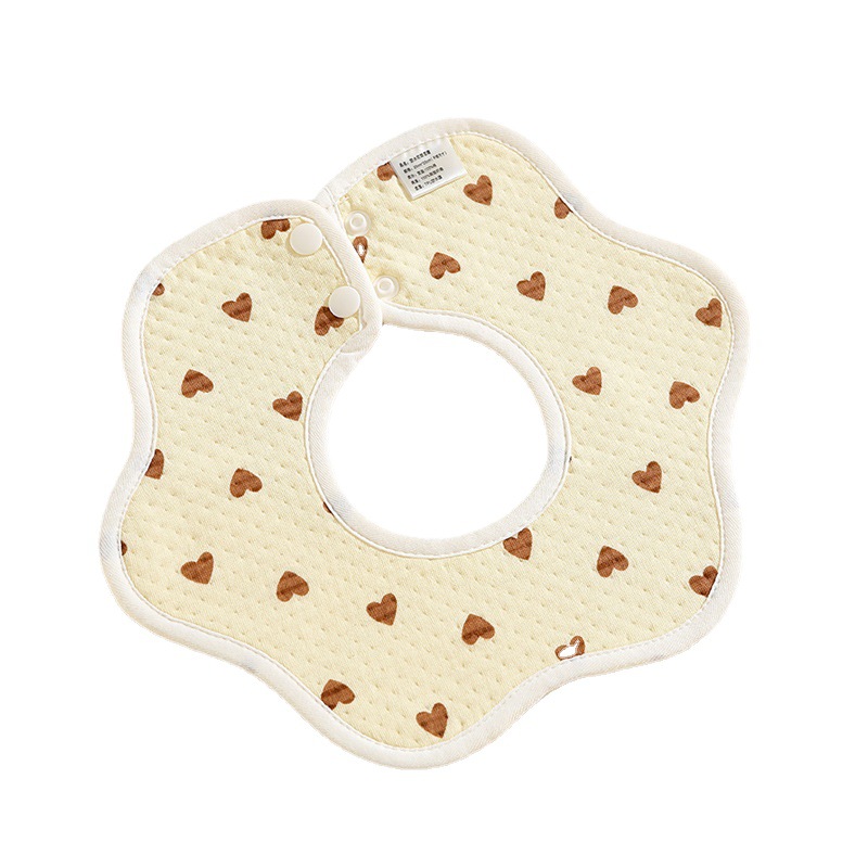 Class A newborn baby saliva towel cotton waterproof knitted petal bib bib double hidden buckle soft absorbent