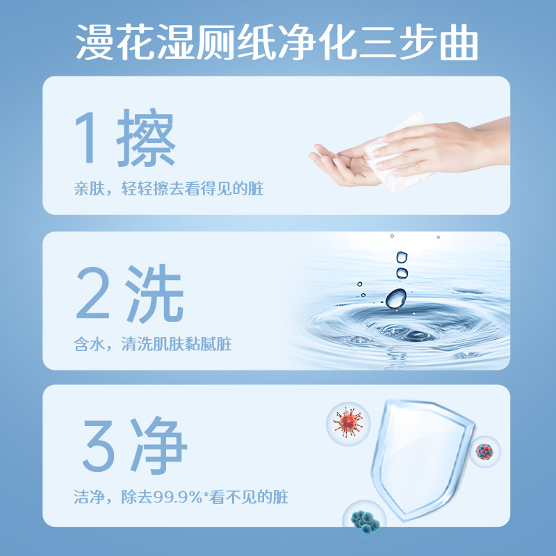 Flower Wet Toilet Paper Portable 10 Piece Pack Cleaning Wet Tissue Paper Thickened Dispellable Sanitary Wet Tissue Paper for Hair