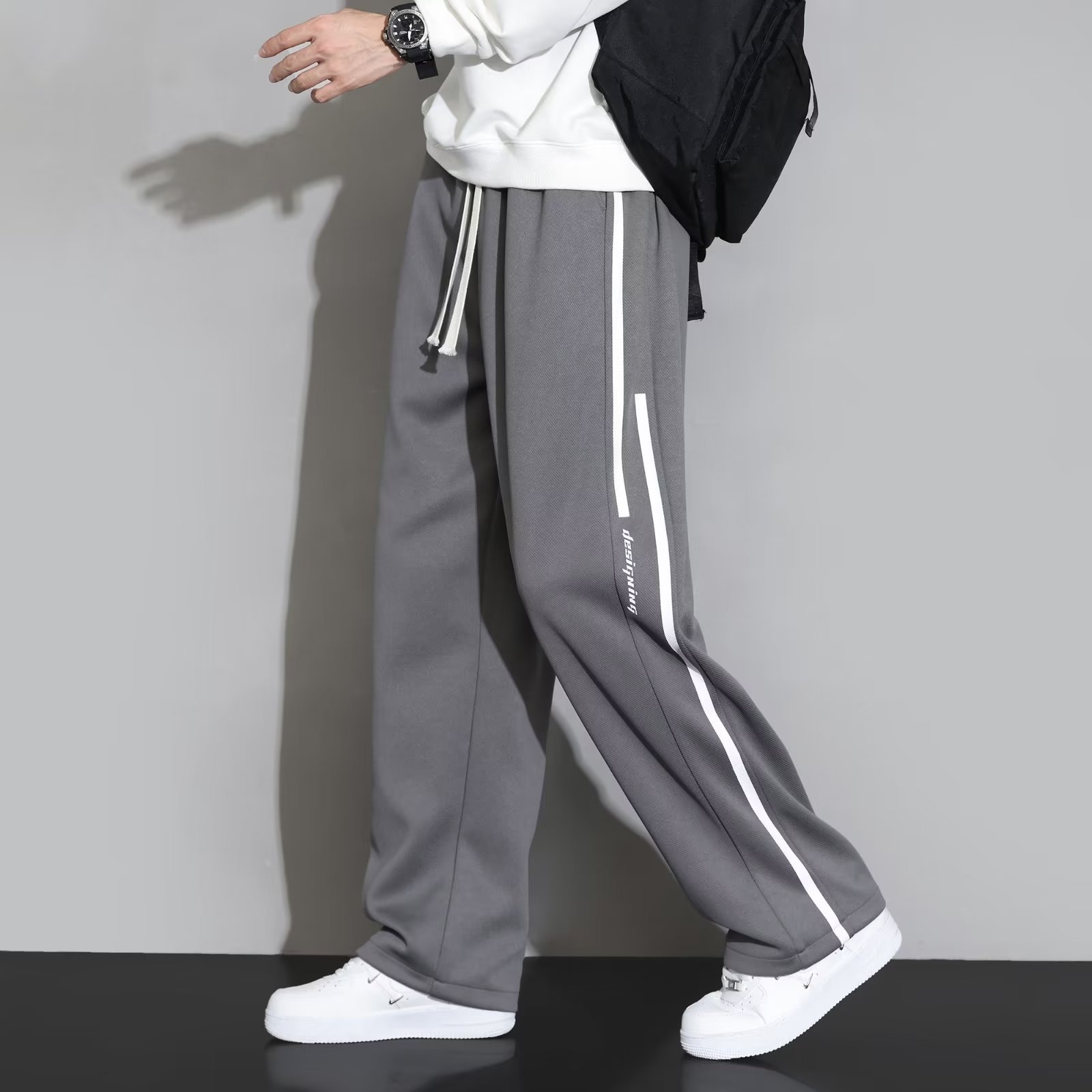 American Sweatpants Men's Spring and Autum 2024 New Large Size Draped Straight Casual Pants Loose Wide Leg Sports Pants