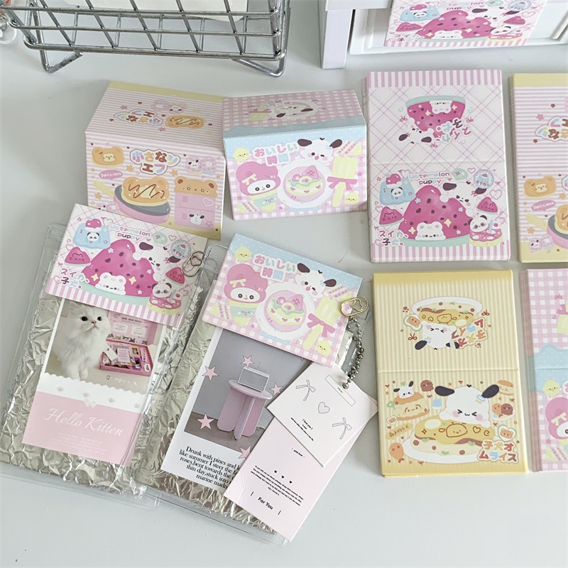 Ins style cartoon cute puppy card head 7CM retro card packaging material original English text folding card paper