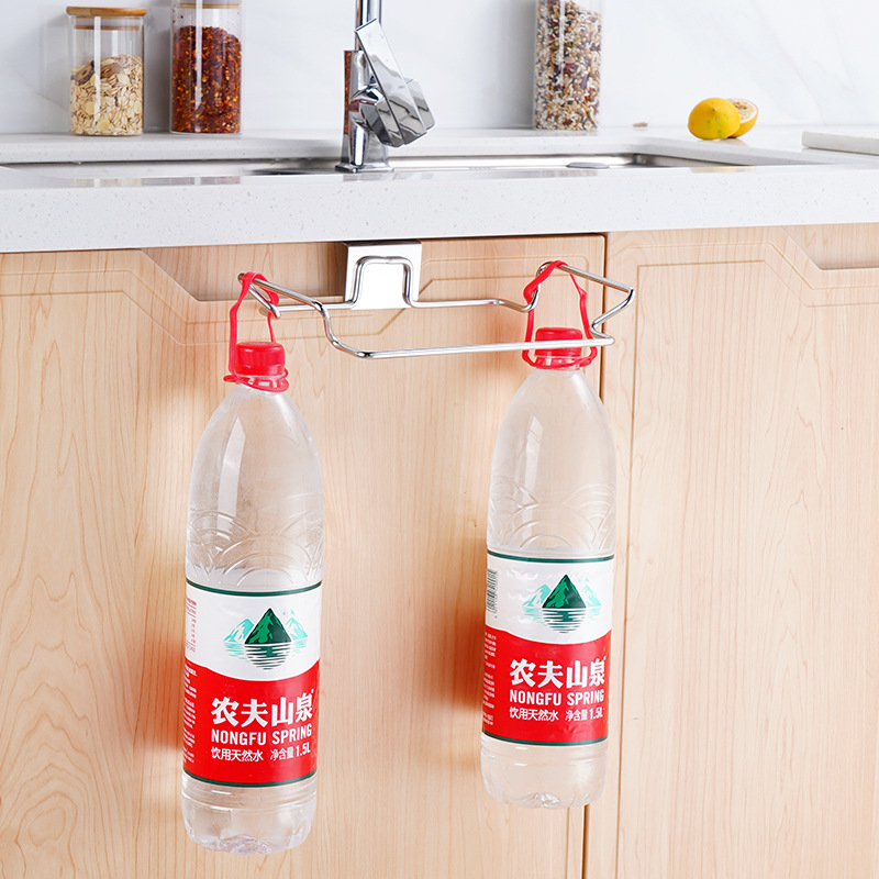 Cross-Border Stainless Steel Garbage Bag Holder Multi-Functional Hanging Rack Kitchen Storage Rack Hanging Garbage Rack Behind Cabinet Door