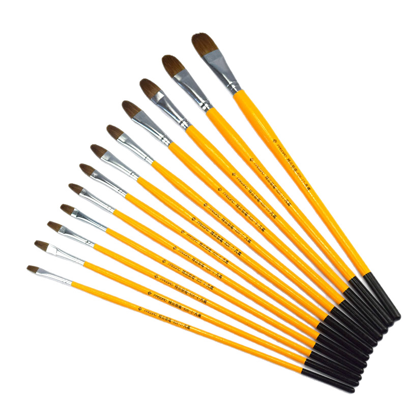 Langhao oil brush 826 wooden rod brush set paint pen acrylic watercolor pen round head chalk single wholesale