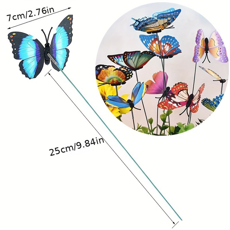 3D Stereo Butterfly Artificial Pole Butterfly Outdoor Garden Decoration Gardening Creative Decoration Material Shooting Props