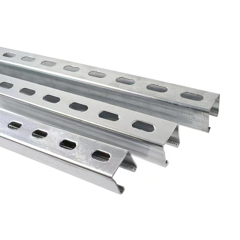 Hot-dip galvanized C- shaped steel factory anti-seismic bracket photovoltaic bracket purlin rail 41x 41 punching C- shaped groove steel U-shaped steel