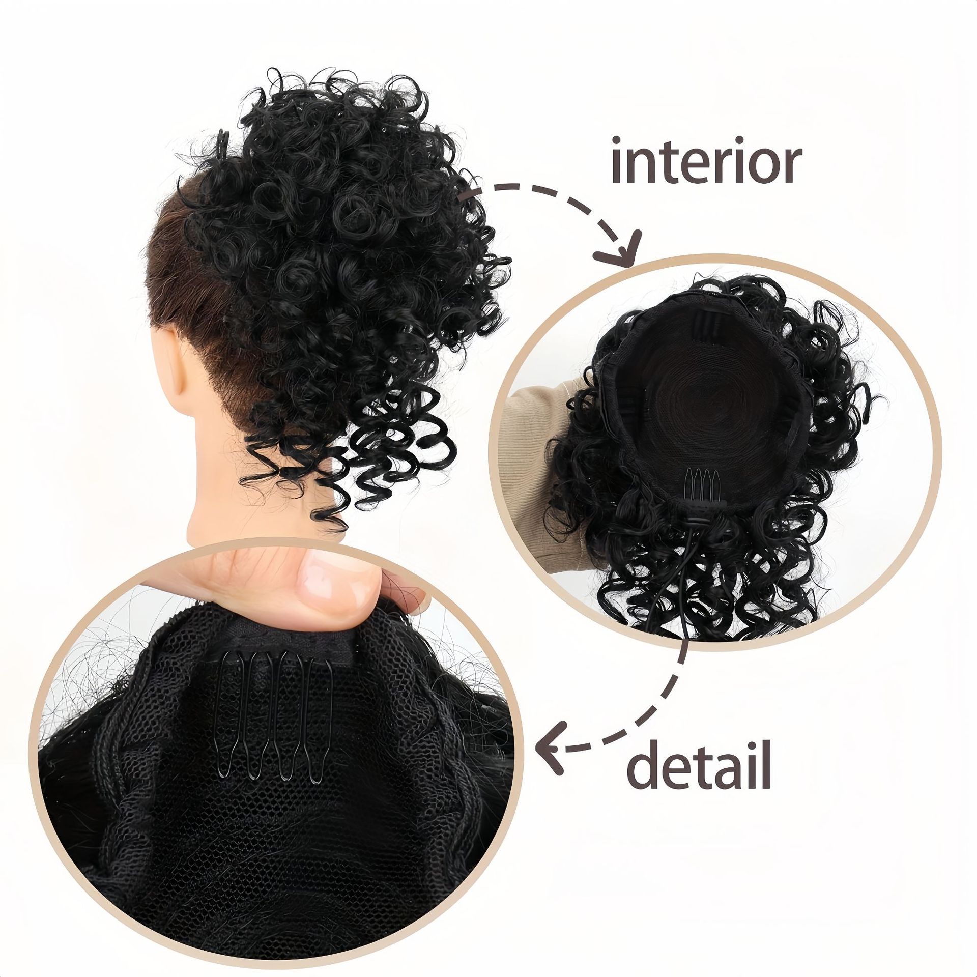 European and American Foreign Trade Wig Drawstring Hair Bag for Women Small Curly Fluffy Messy Short Curly Hair Ponytail Synthetic Hair Bag Bun