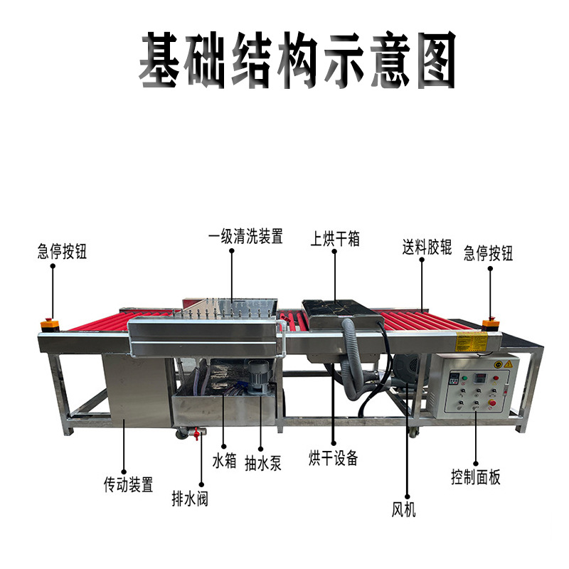 Small glass cleaning machine 1.2 meters stainless steel frequency conversion speed sliding door cleaning machine automatic dryer