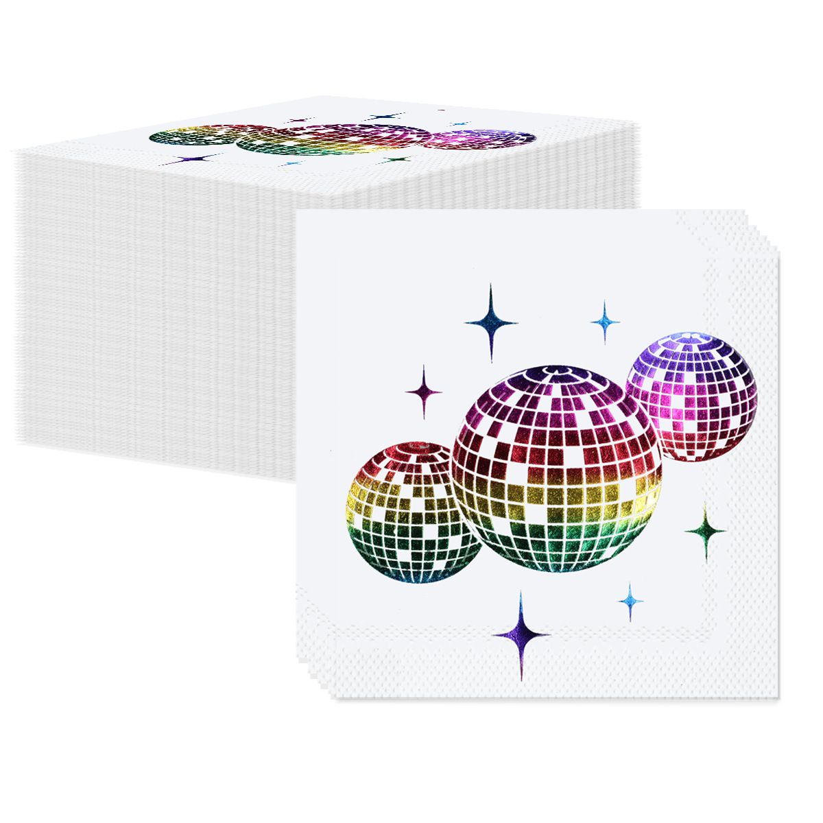 Cross-border New Color Disco Birthday Arrangement Disco Party Party Disposable Paper Towel Colorful Napkin