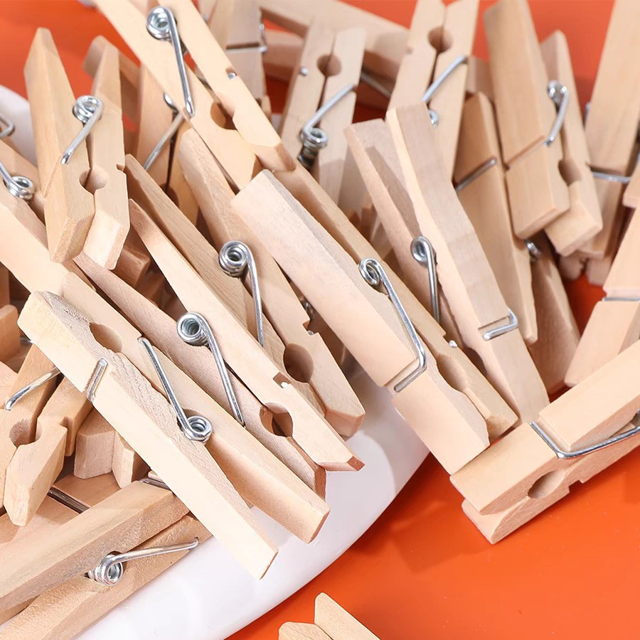 Wooden Clips in Natural Wood Color, Eco-Friendly Wooden Clips, Multi-Purpose Clothespins, Photo Clips, Kindergarten Decoration Fixing Clips