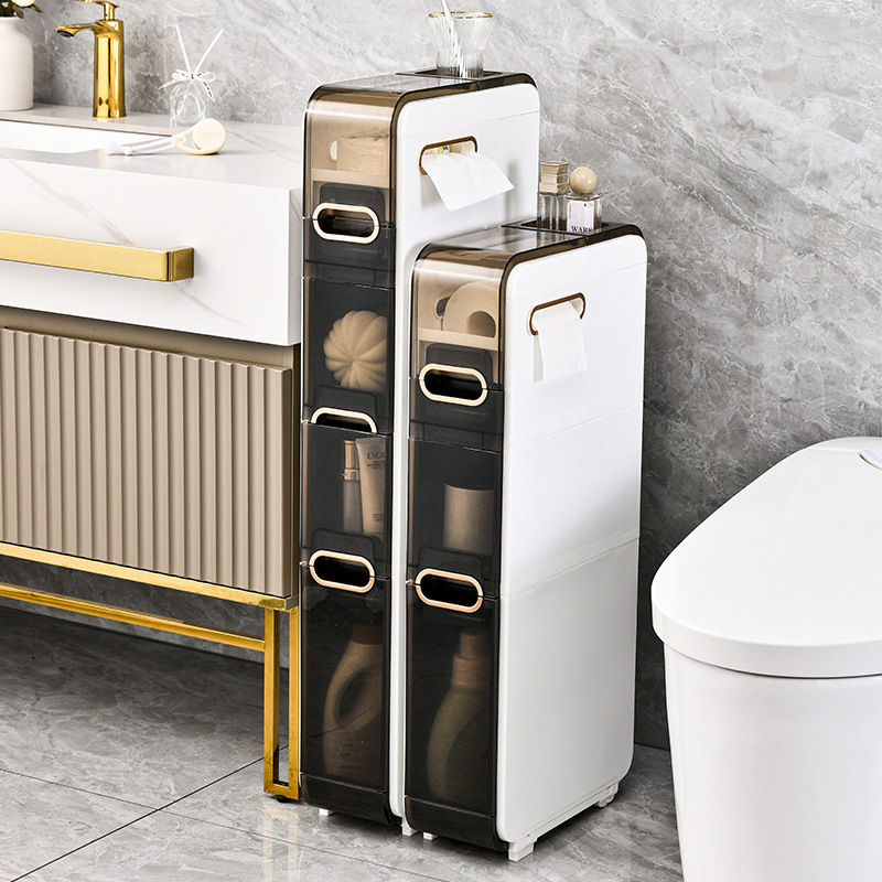 Light Luxury Bathroom Gap Cabinet Storage Rack Storage Cart Installation-free Toilet Toilet Toilet Storage Cabinet Floor