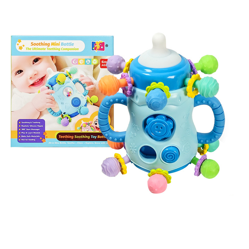 Newborn Baby Bottle Pull-Up Toy to Grasp Fingers and Exercise Pumping Music to Soothe Early Education Bottle Grip Music