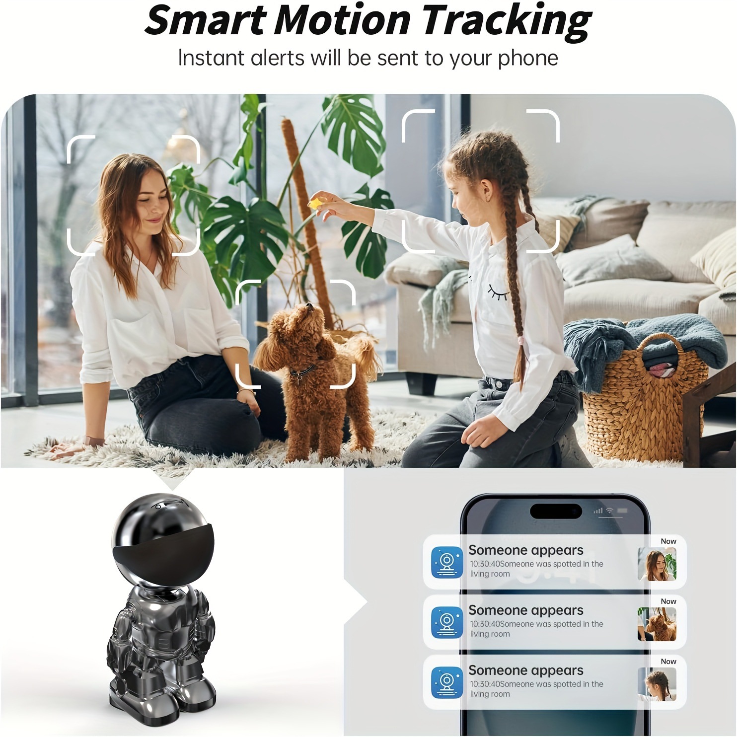 Wires 2K Indoor Security Robot Camera with Night Vision