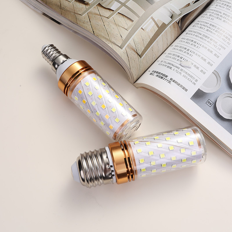 Led bulb energy-saving lamp E14 small screw E27 corn lamp household super bright pendant lamp light source three-color dimming
