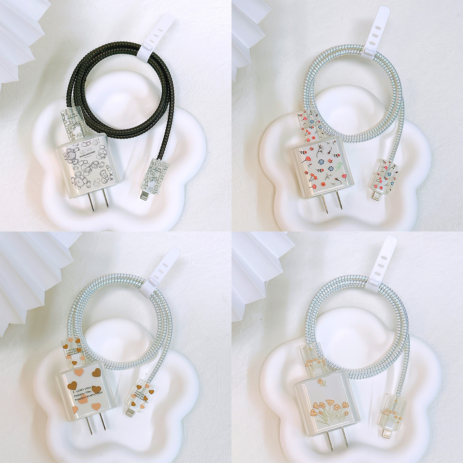 Suitable for Apple 20W Charger Protective Cover, Fast Charging Head Soft Cover, European Standard Soft Shell Wire Bite Device, Painted Pattern