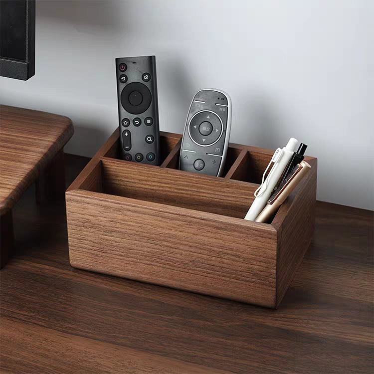 Black Walnut Multifunctional Storage Box Solid Wood Living Room Coffee Table Remote Control Desktop Storage Box Cosmetic Finishing Box