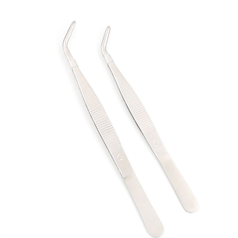 430 Stainless Steel Tweezers with Extended Straight and Curved Tips for Aquarium Plant Trimming Tools, Pet Feeding, and Thickened with Teeth
