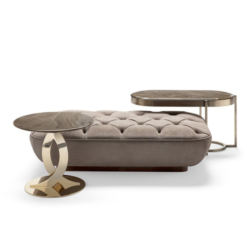 Nordic Metal Marble Coffee Table Corner Table Simple Modern Designer Model Room Oval Living Room Tea Table Side Table