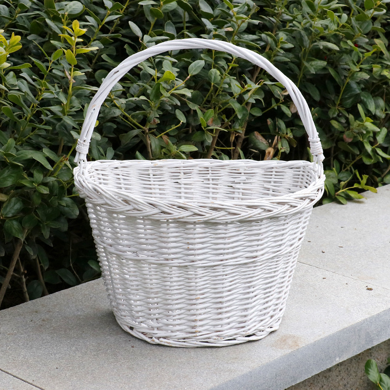 Wicker white basket spray paint basket basket basket dual-use frame bicycle pastoral style basket