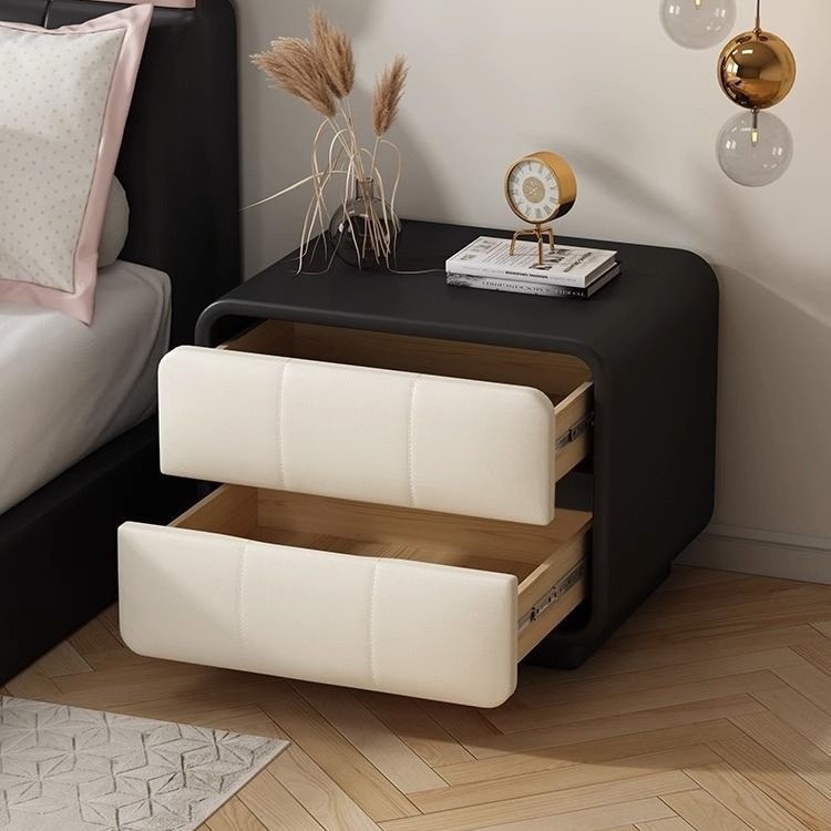 Soft-Packed Bedside Table Solid Wood Simple Bedside Table Cream Style Ins Bedroom Storage Cabinet Kidsren's Room Floor-Standing Storage Cabinet