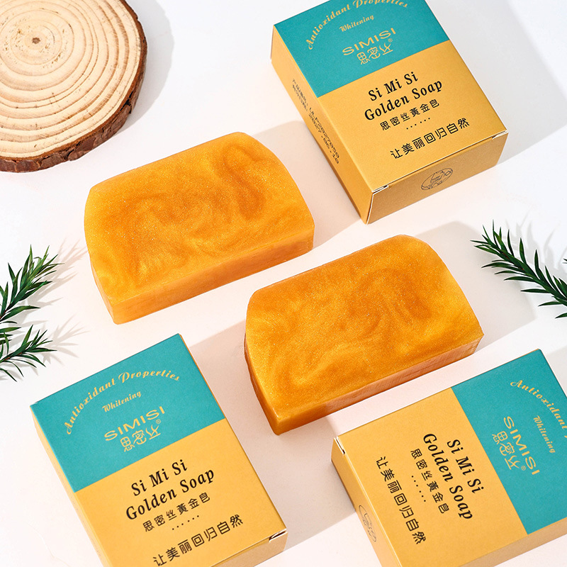 [Simi Silk] Gold Soap Gold Powder Cleansing Soap Trapezoidal Handmade Perfume Essence Soap 80G 100