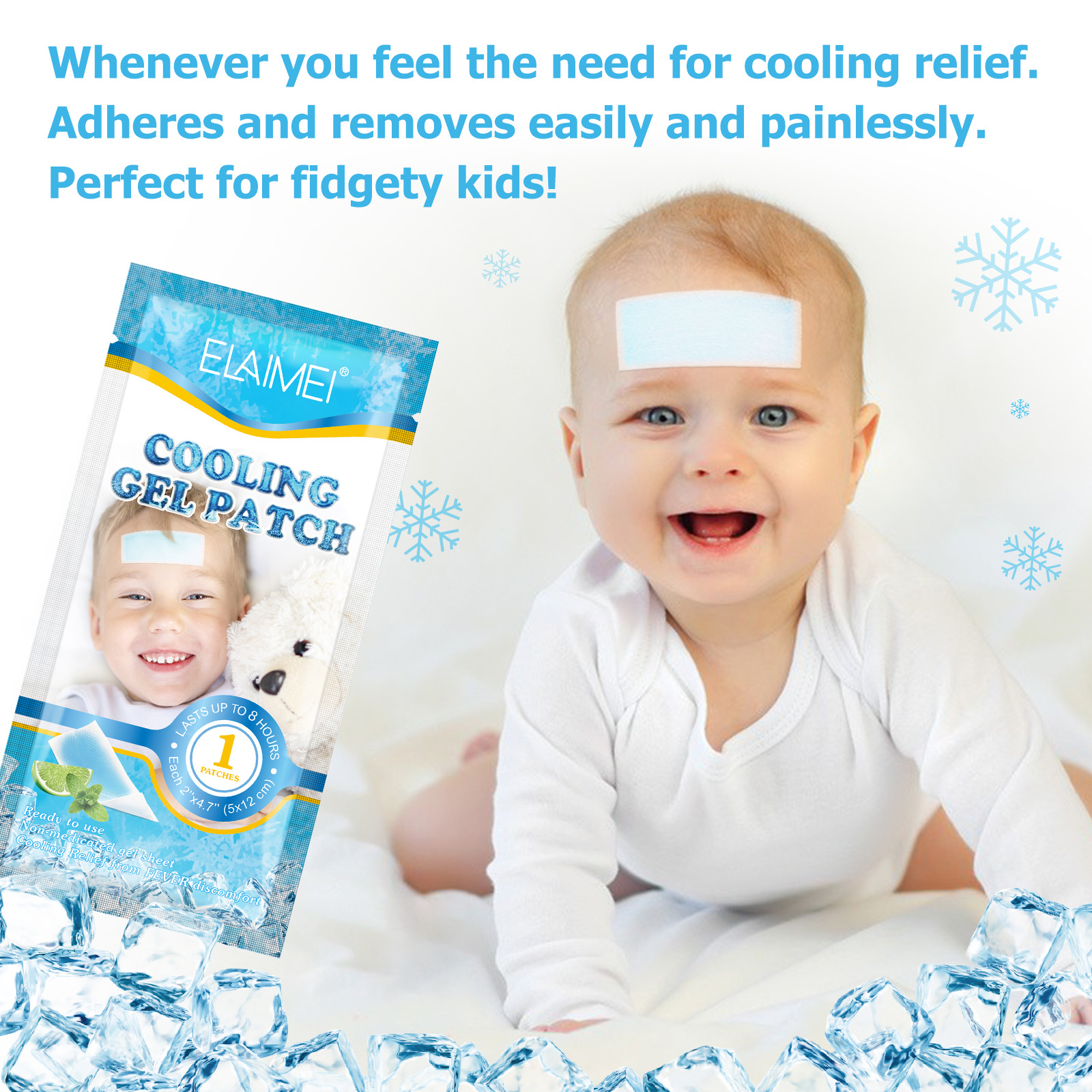 Антипиретическая паста ELAIMEI для детей и взрослых, холодный компресс, длительность 16 часов
