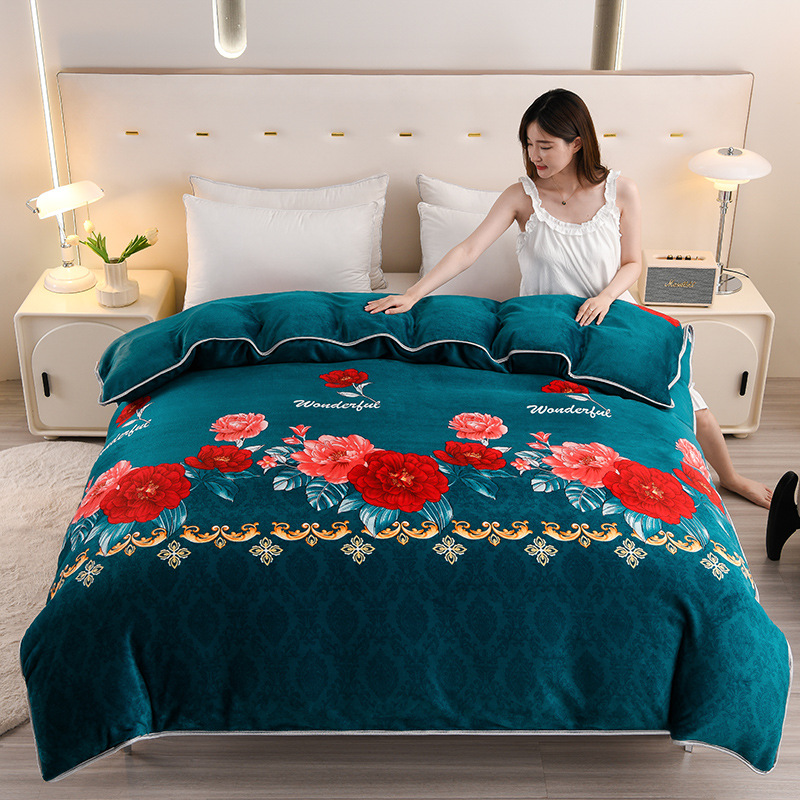 Milk velvet quilt cover single piece Winter plush double-sided thickened coral velvet flannel anti-static winter velvet quilt cover