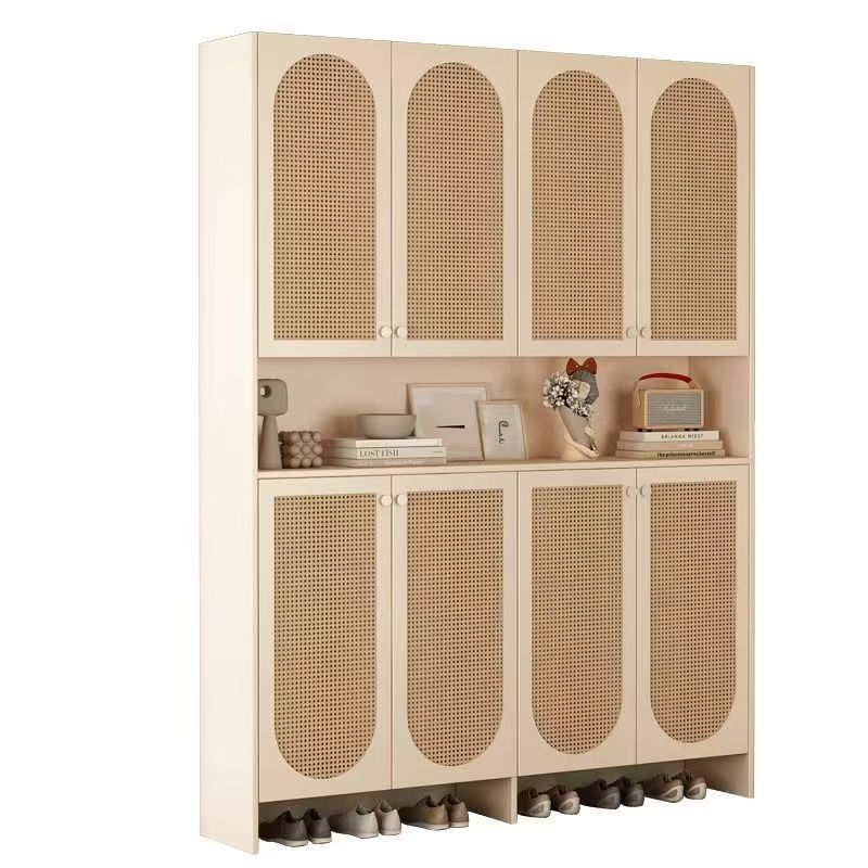 [Simple and Elegant] Entry Shoe Cabinet, Retro Nanyang Style Rattan Breathable Partition Cabinet, Entrance Cabinet, French Mid-Century Style