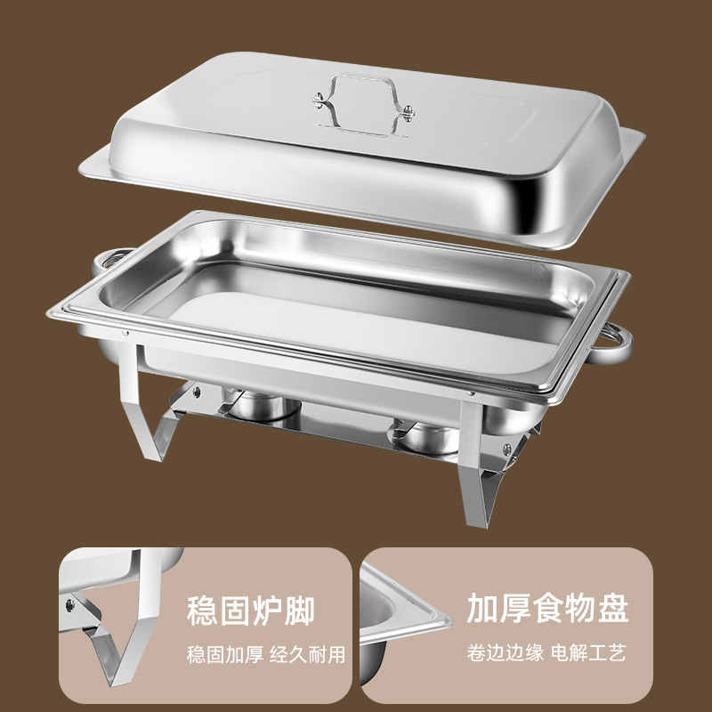 Stainless Steel Hotel Buffet Stove Foldable Rectangular Heating and Insulation Two-Compartment Three-Compartment Meal Stove Cross-Border